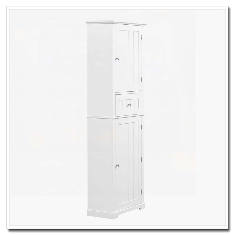 Armoire de rangement autoportante avec portes et tiroirs, tablette réglable, Blanc