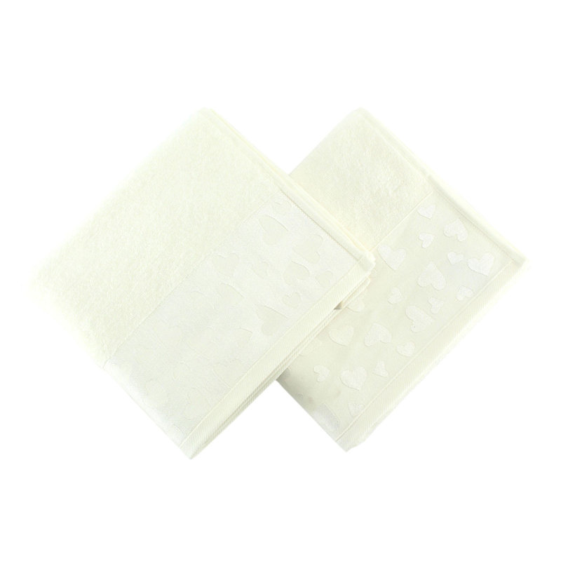 Ensemble de serviettes 2 pièces 100% coton Sidibe, Écru