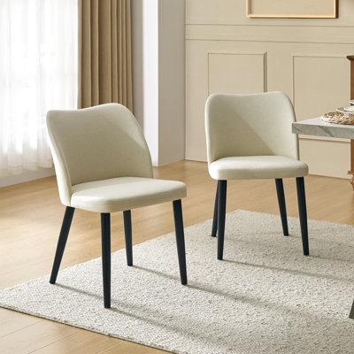 Kanalu Upholstered Curved Back Side Chair with Wood Legs (Set of 2) 