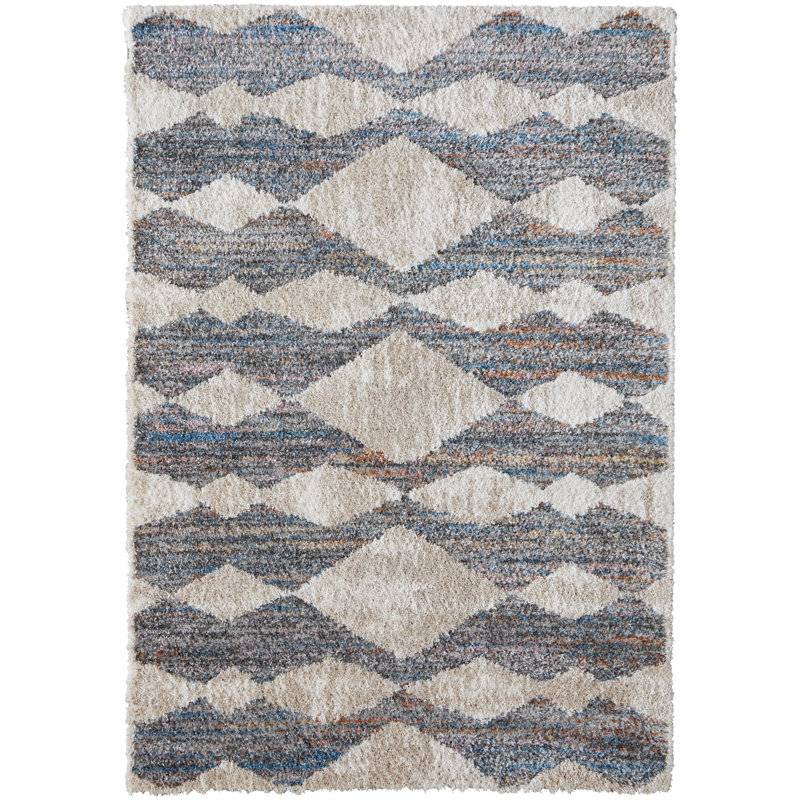 Caide Bohemian & Eclectic Diamond Polyester Area Rug, Rectangle 7'11" x 10'