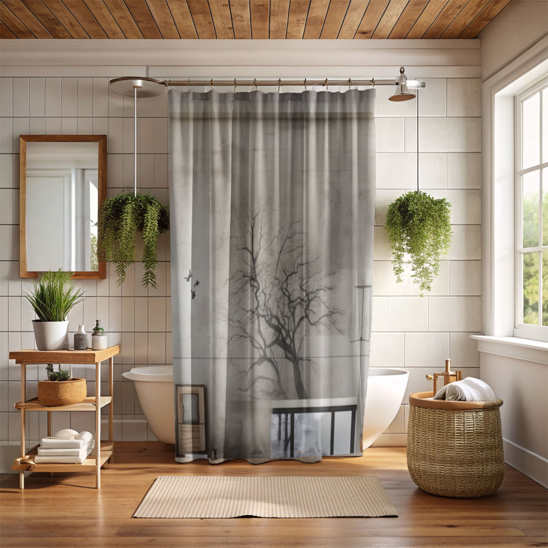 Rideau de douche ancien - Premium Wall, H 74 po x l 71 po