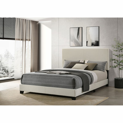 Cream Upholstered Queen Bed