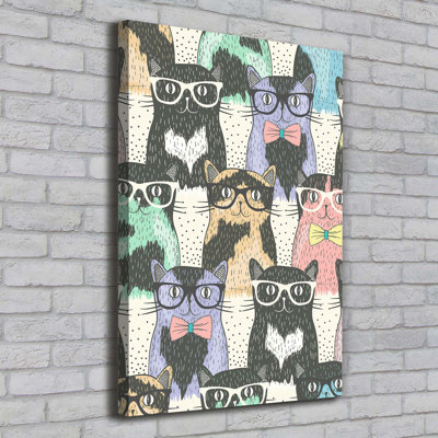 Cats With Glasses - Wrapped Canvas Print