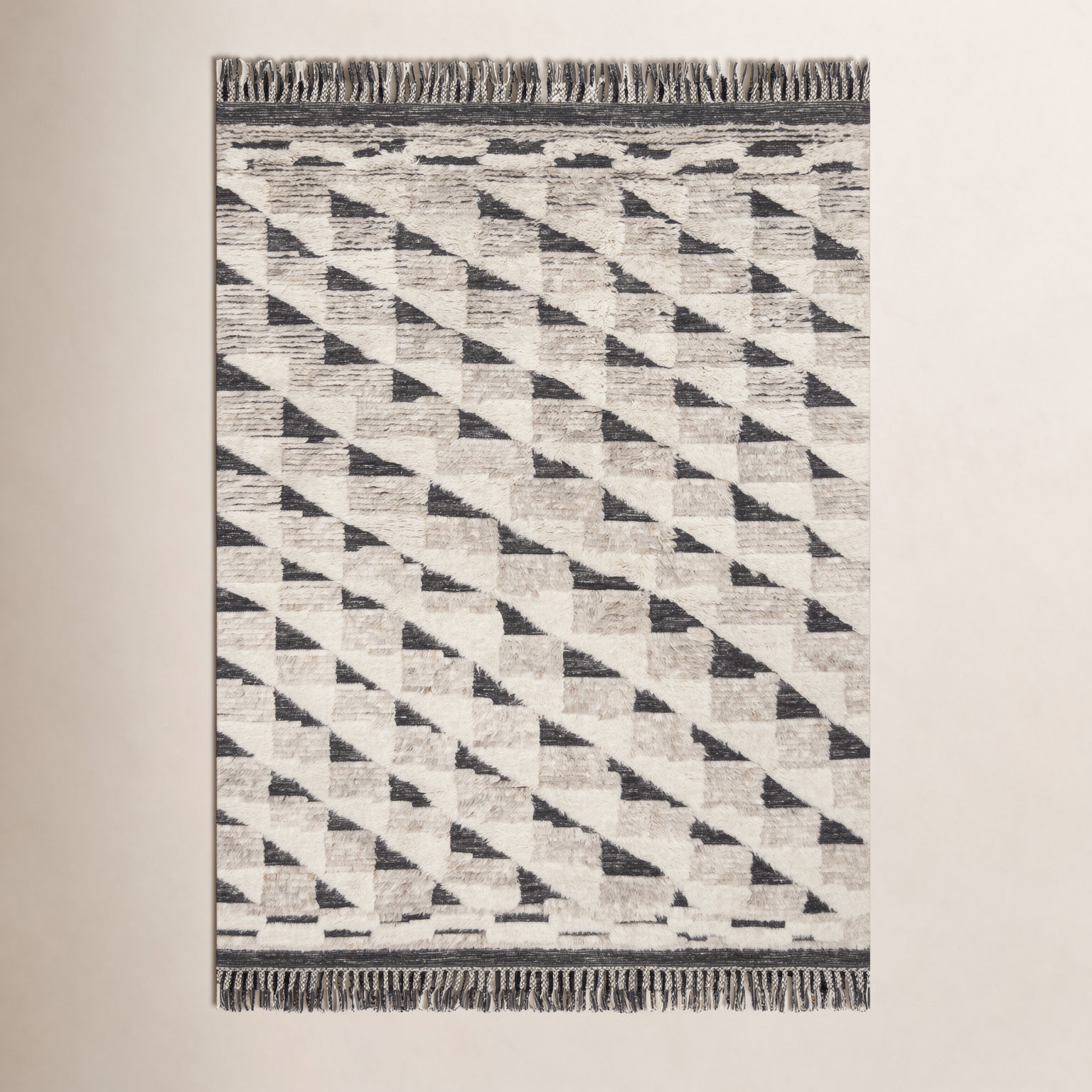 Benjamin Natural Black Hand-Knotted Rug, Rectangle 5'6" x 8'6"
