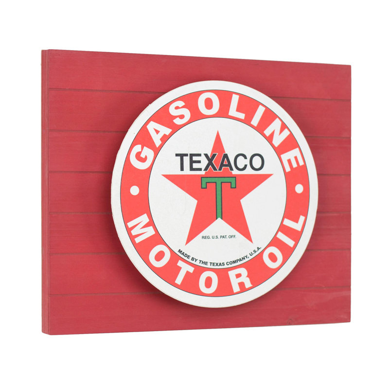 Vintage Texaco Gasoline Red Metal LED Wall Sign