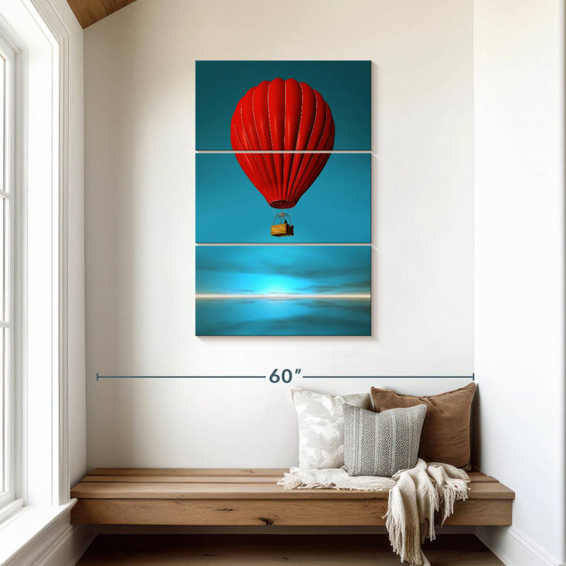 Montgolfière rouge, H 45 po x l 28 po