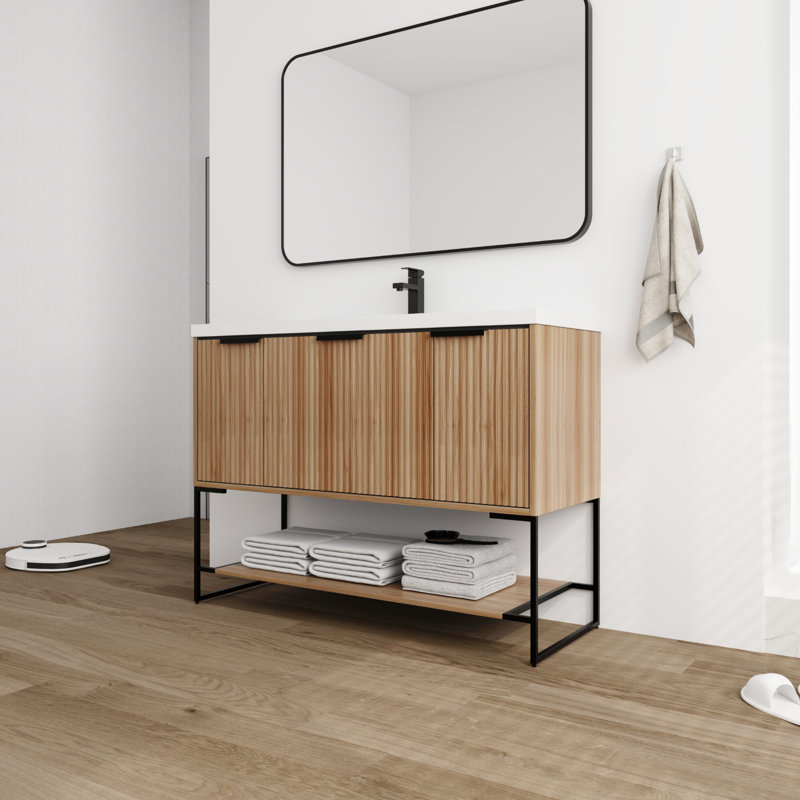 Meuble-lavabo simple 47,54 po avec plateau en résine, Érable