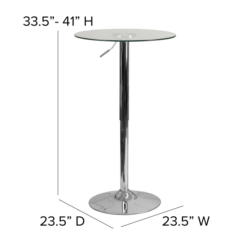 Round Adjustable Height Glass Table