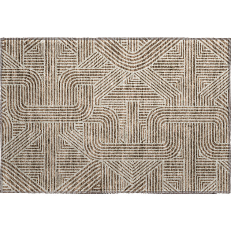 Premium Machine Washable Prisco Brown Rug