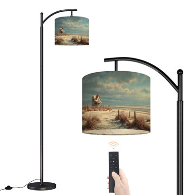 Lampe sur pied à arc avec abat-jour réglable Village Coastal Retro Beach Fence House Beach Beach Coastal House Lampadaire