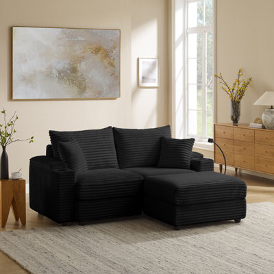 Convertible Sectional Sofa With Hidden Storage Armrests, A Movable Ottoman, 2 USB Ports, 2 Cup Holders, A Phone Holder by Ebern Designs