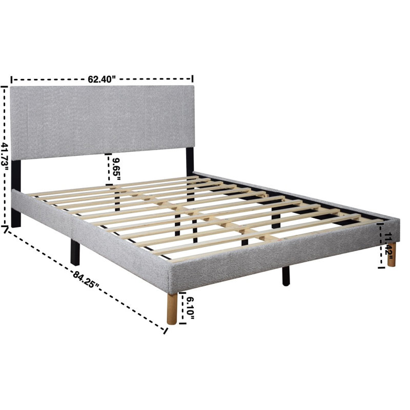 Bliss Light Gray Full Platform Bed
