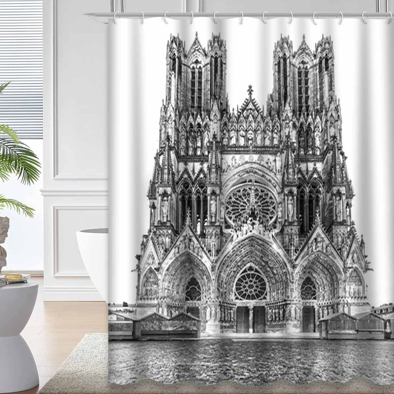 Rideau de douche cathédrale cathédrale avec 12 crochets, L 72 po x l 84 po