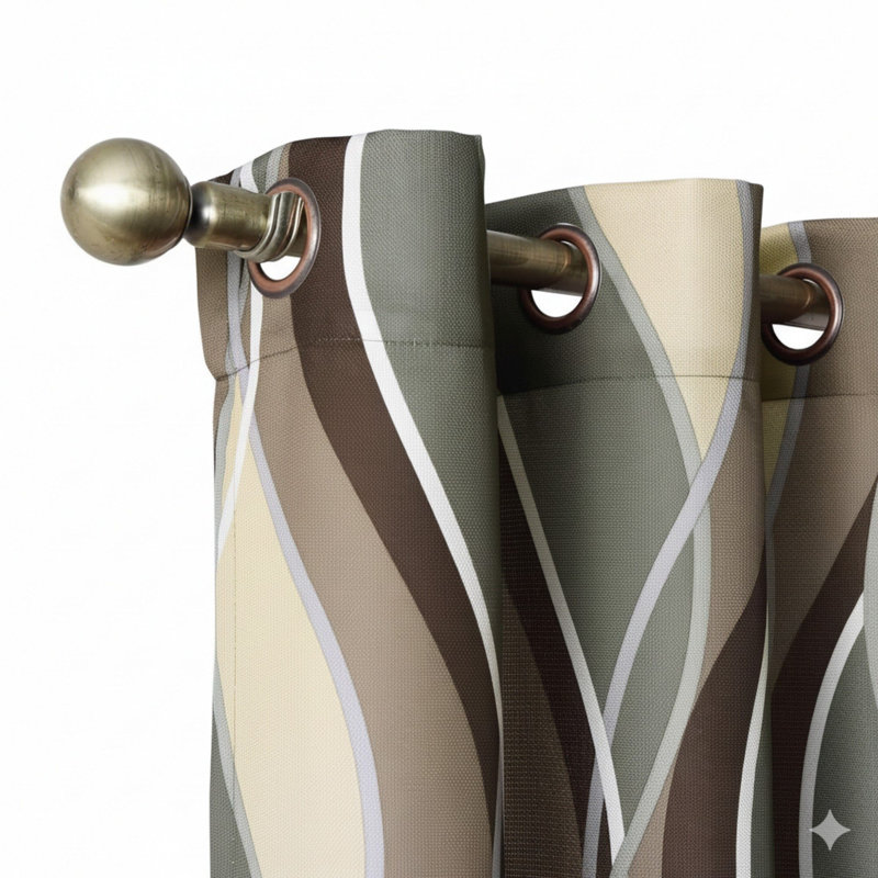 Paire de rideaux semi-transparents avec imprimé, paquet de 2