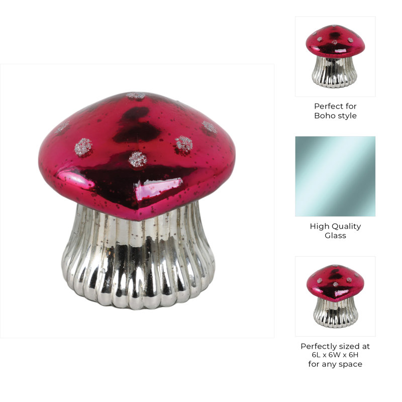 Sagebrook Home 6" 12 Oz Mushroom Candle, Pink