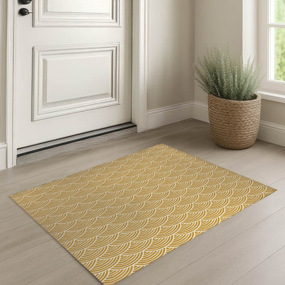 Tapis d'entrée intérieur ultra mince, léger et antidérapant à motif ondulé et multicouche