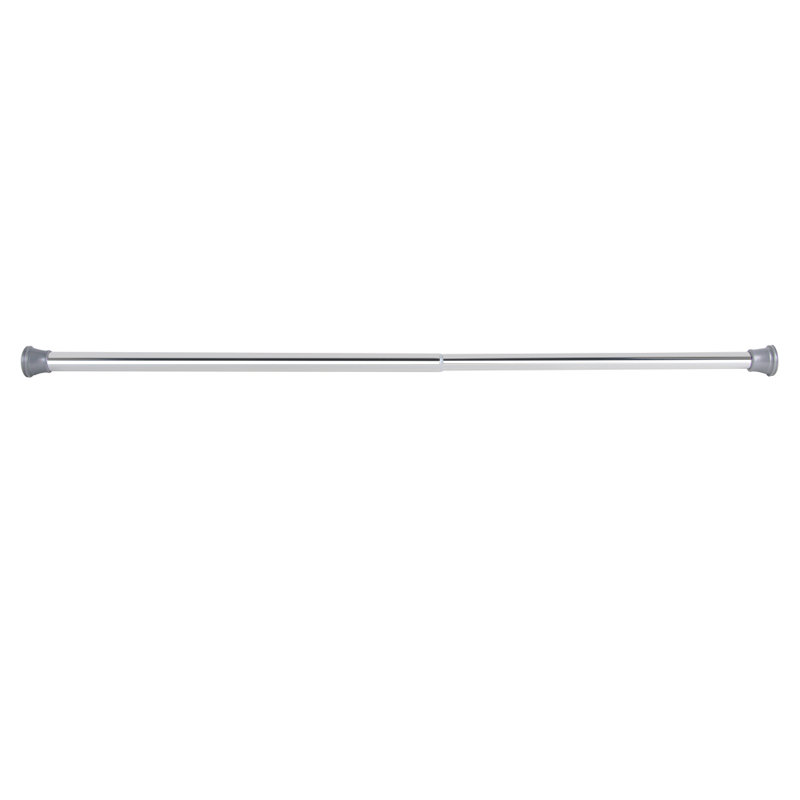 Adjustable Chrome Aluminum Tension Shower Curtain Rod with PVC End Caps