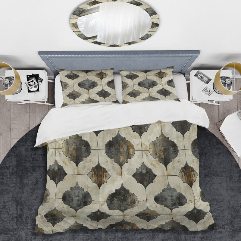Ensemble de housse de couette Beige Modern Trellis II - Modern, Housse de couette très grand et 2 très grandes t