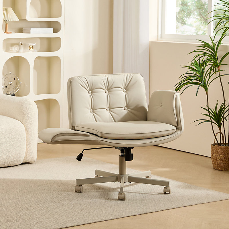 Chaise avec accoudoirs larges et modernes Modern Criss Cross, Crème