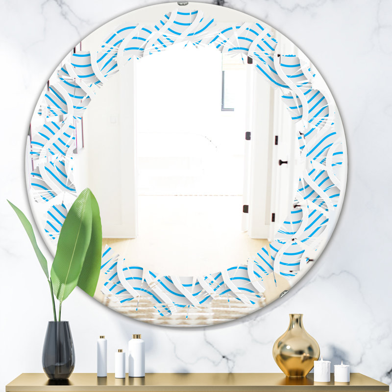 Miroir mural sans cadre à motif 3D et lumière II, 23,6 po x 23,6 po