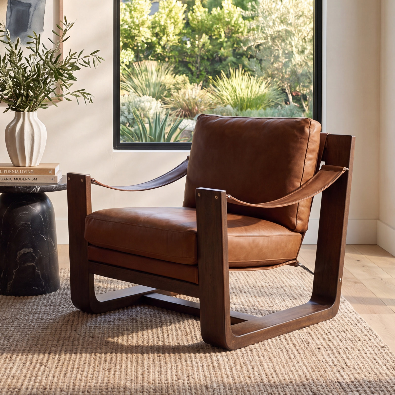 Arista Genuine Leather Armchair, Heirloom Sienna Genuine Leather