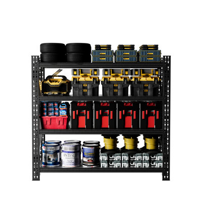 Rangement en métal à 4 tablettes réglables d'une capacité de 4 000 lb (H 63 po x l 67 po x P 23,7 po) noir pour atelier et garage