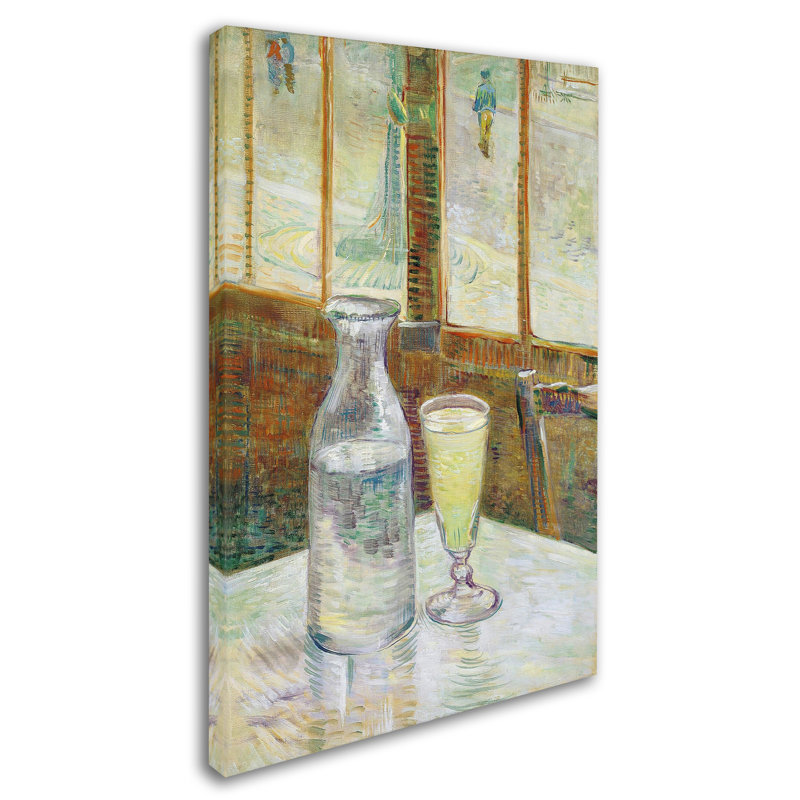 «Cafe Table With Absinthe» par Vincent Van Gogh - impression sur toile tendue, H 47 po x l 30 po