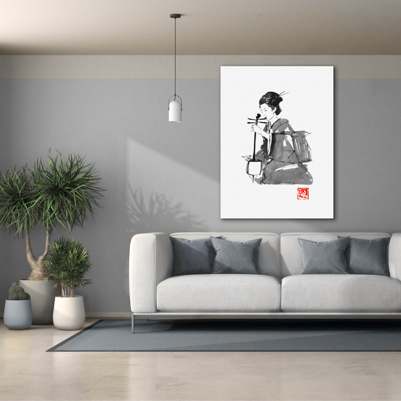 «Play Geisha» par Pechane, art mural sur toile, H 54 po x l 40 po