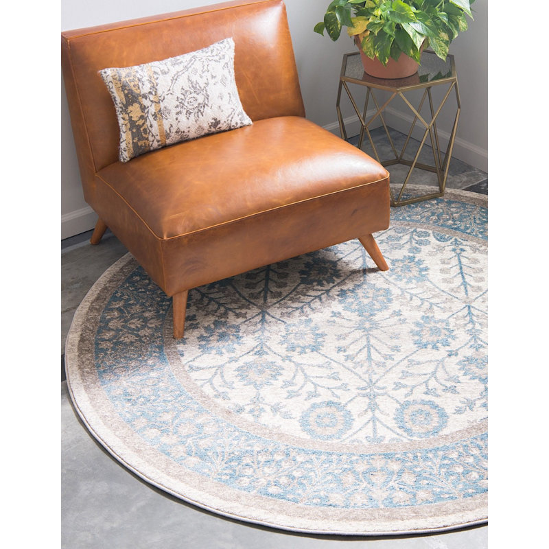 Linz Floral Indoor Rug, Round 6'