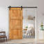 3 Panel Shaker Stained Pine Wood Interior Sliding Barn Door with Hardware Kit-103410408-103410420