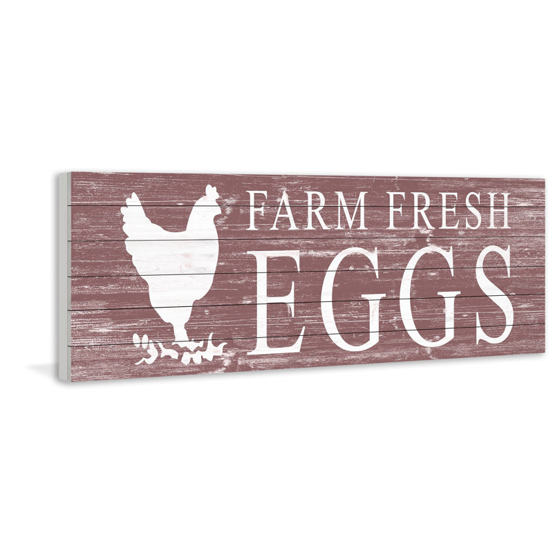 « Oeufs fresh »-sans cadre, art textuel sur bois, H 15 po x l 45 po x P 1,5 po