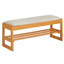 Banc à chaussures à 2 niveaux avec rangement rabattable - Banc d'entrée en bois d'hévéa, siège rembourré et compartiment caché, options beige et brun-169538145