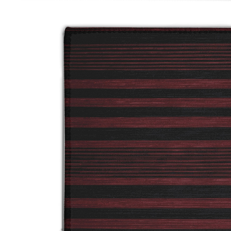 HorizontalStripes Black Indoor and Outdoor Area Rug, Rectangle 4' x 6'