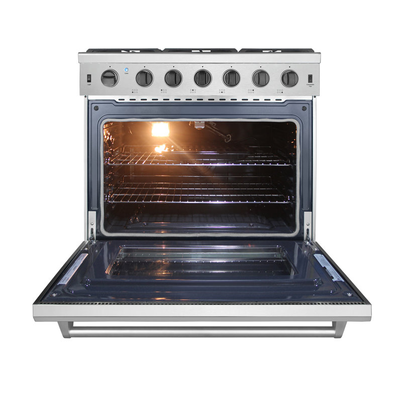 36 in. 6-Burners 6 cu. Ft. Freestanding Professional Gas Range in Stainless Steel with Convection Oven and Drawer