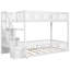 Lit superposé simple simple au-dessus de simple pour enfants avec échelle et rangement, bois massif, modèle peu encombrant, blanc-533007485
