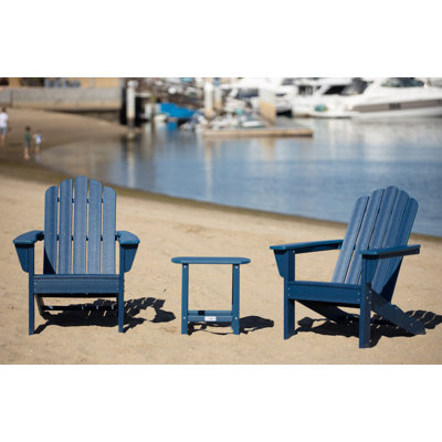 LuXeo Marina HDPE Outdoor Adirondack Chair and Table Set, 3-Piece
