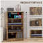 Armoire multimédia HOMcom, armoire stéréo à 4 niveaux, meuble audio-vidéo moderne avec tablettes réglables, portes en verre trempé et gestion des câbles, brun rustique