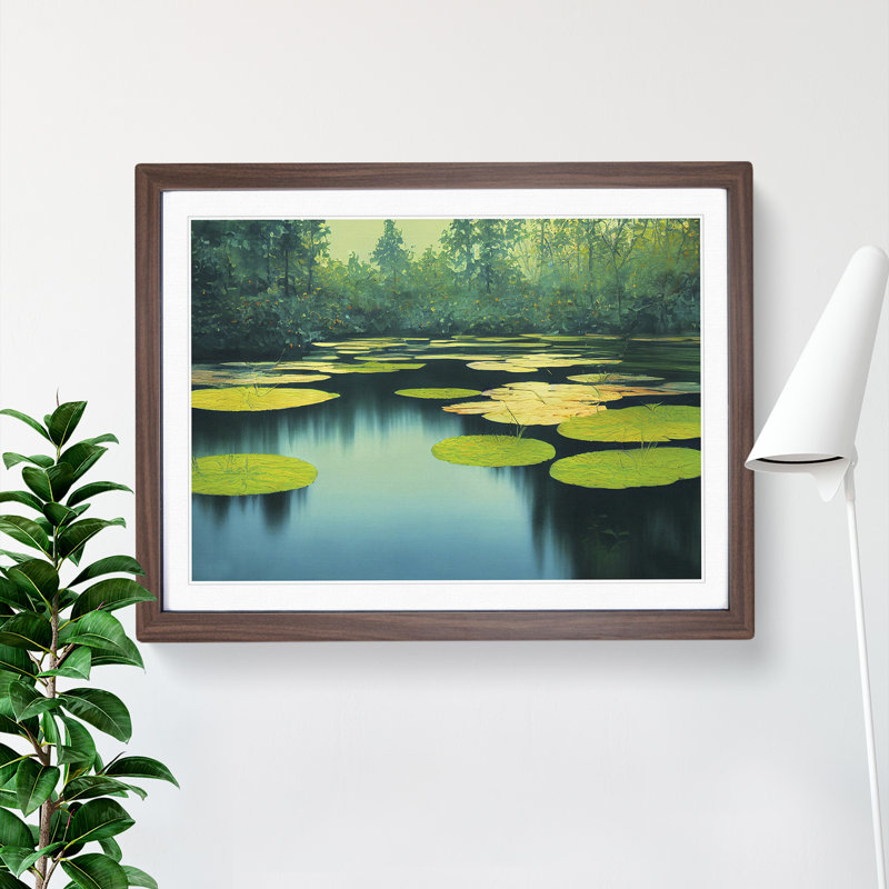 Special Water Lily Pond - Framed Print, 25cm H x 34cm W, Walnut Frame