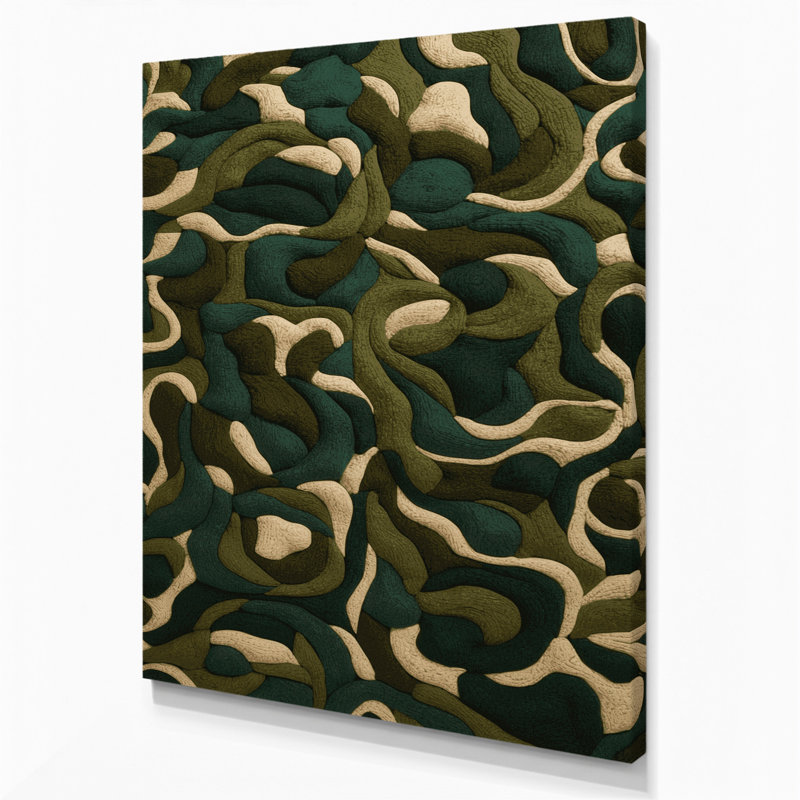 Art abstrait sur toile, formes abstraites, vert 21, H 36 po x l 24 po