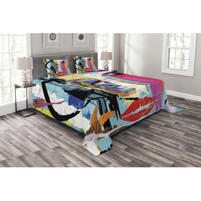 Adileigh White/Blue/Pink/Black/Yellow/Purple Microfibre Bedspread Set