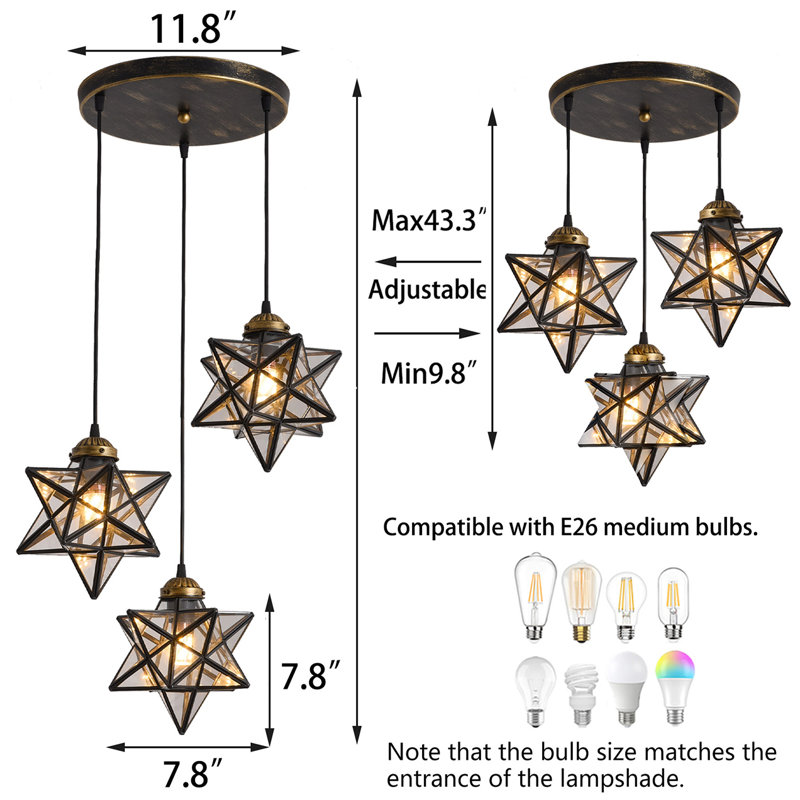 Lustre géométrique à 3 lumières Jaymiah
