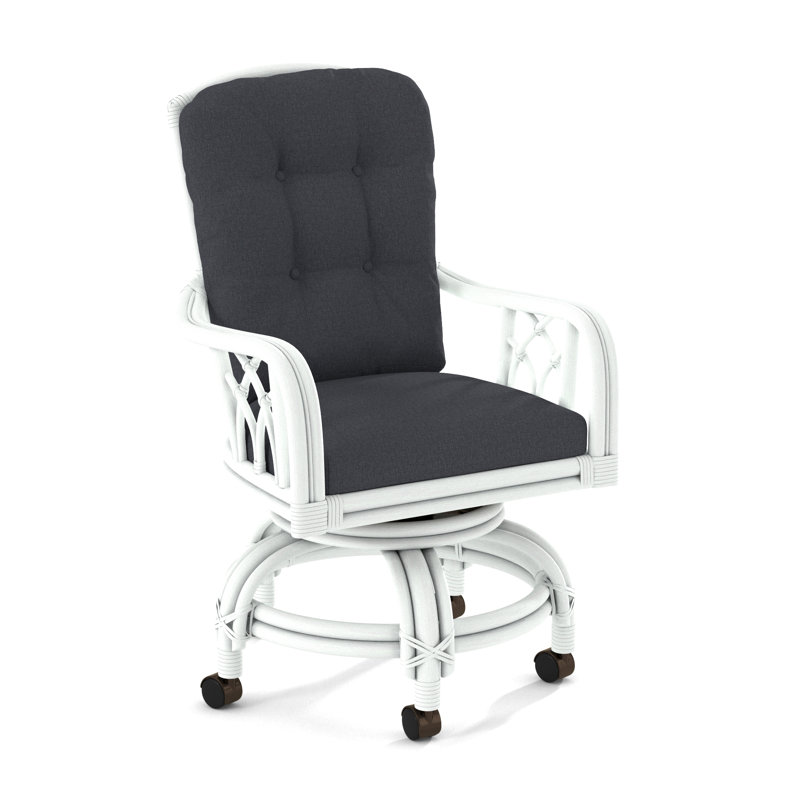 Edgewater Castered Arm Chair, Frost White, Stone Crypton Performance; 0884-83