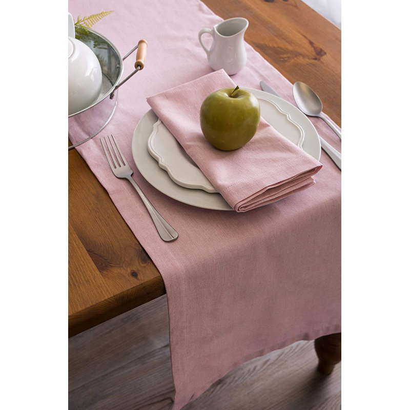 Kristina 100% Cotton Table Runner, 72" L x 14" W, Rose
