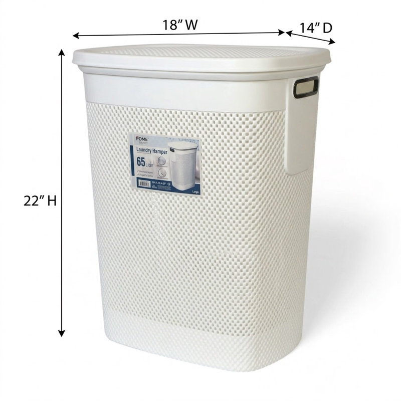 Laundry Hamper Max 65 Lt -White, Light Gray