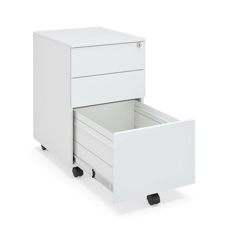 Ceha 3-Drawer Mobile File Cabinet with Lock, White