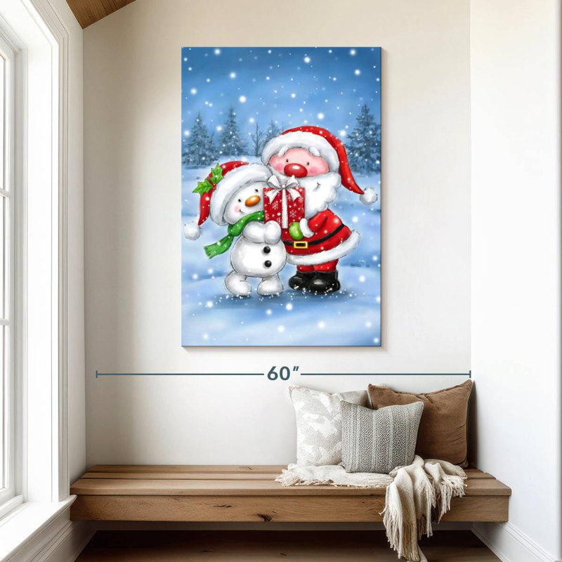 Bonhomme de neige et père Noël Lelend, H 48 po x l 32 po