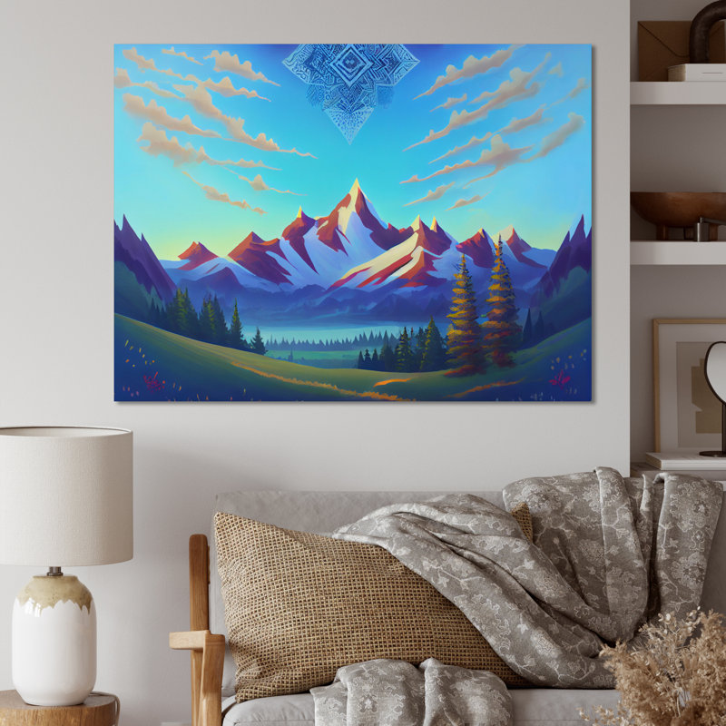 Mandala dans le ciel au-dessus de la vallée - impression, H 16 po x l 32 po x P 1 po, Toile tendue