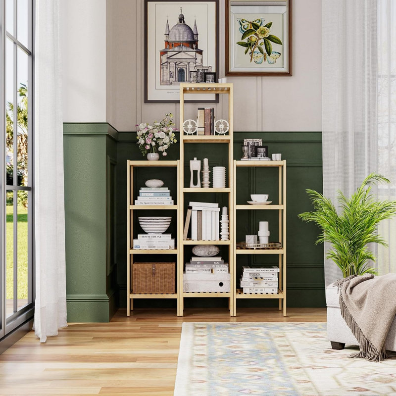 147cm H x 33cm W Bamboo / Rattan Bookcase, Beige
