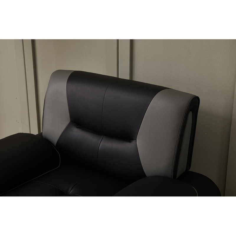 Chaise de salon Ehan, Similicuir gris / noir