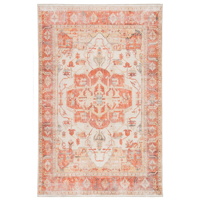 Tapis oriental orange / beige Kerwin, Rectangle 4 pi x 6 pi